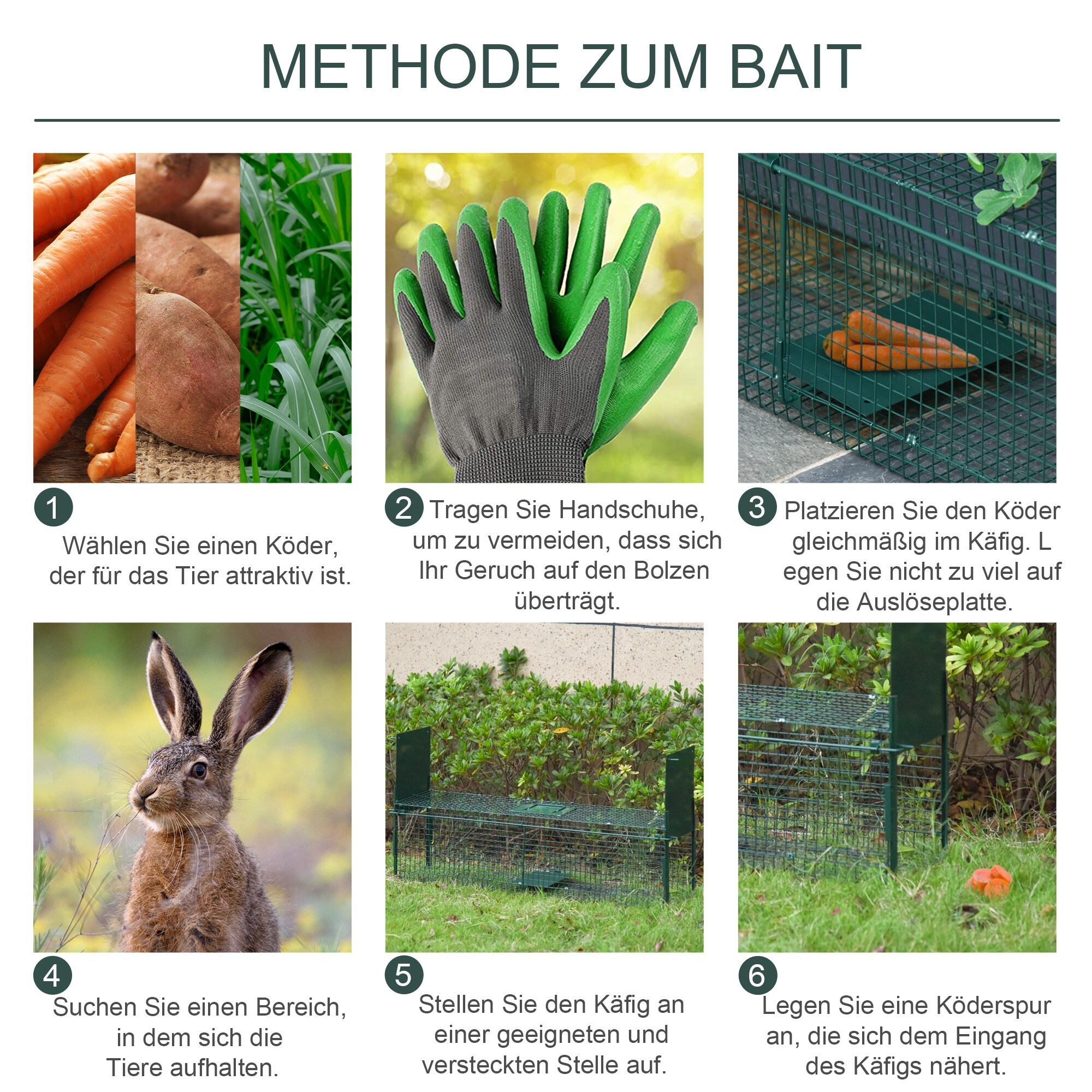 Outsunny Lebendfalle mit Doppeltüren grün 80L x 25B x 30H cm