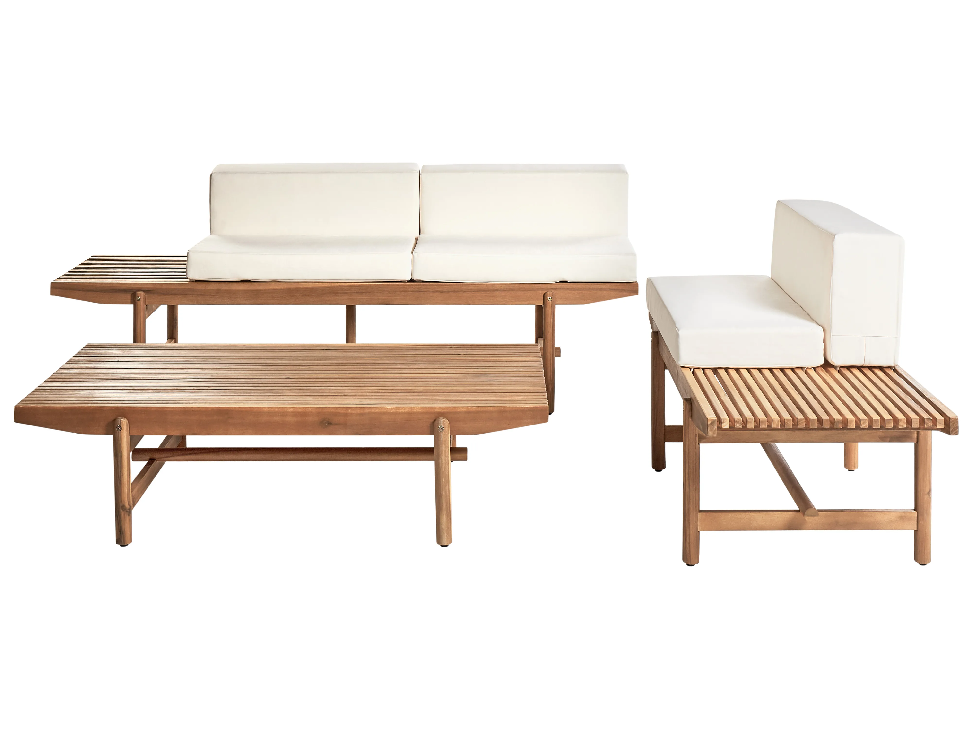 Loungeset met tafel 3-zits GIAVENO Acaciahout Gebroken wit