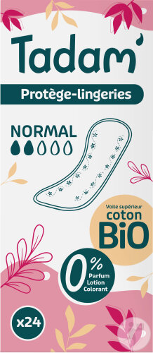 Tadam Protège-Lingerie Dermo-Sensitif Écologique Normal 24 Pièces