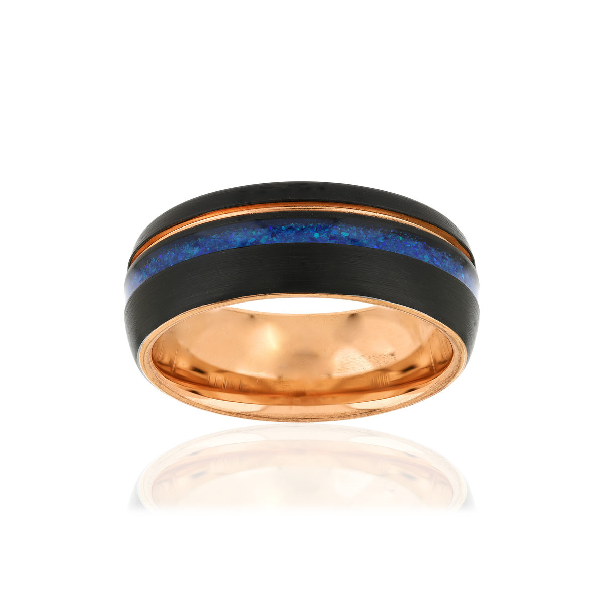 Bague tungstène rosé noir