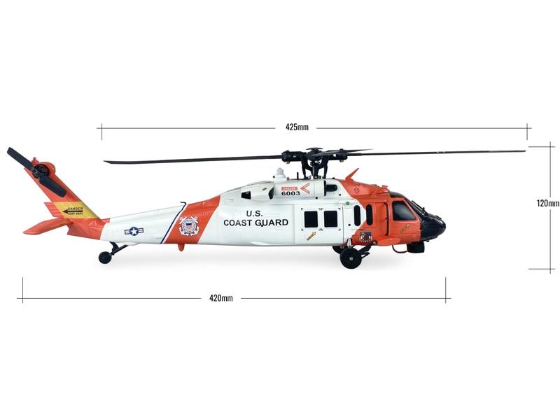 Amewi Helikopter UH60 Black Hawk Coastguard 6-Kanal, RTF Pitchgesteuerter Sikorsky UH60 Transporthubschrauber