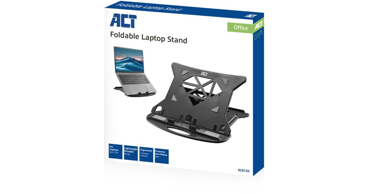 ACT ConnectivityLaptopstandaard, inklapbaar, hoogte verstelbaar in 7 standen