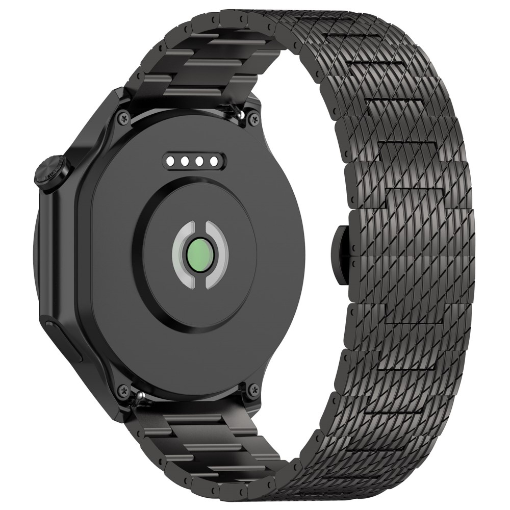Garmin Venu 2 Edelstahl Armband mit Streifen und Butterfly-Verschluss (Gelenkumfang: 210 mm) - Schwarz