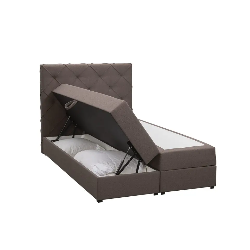 Boxspring met opbergruimte Liv geruit - donkerbruin - 120x200 cm