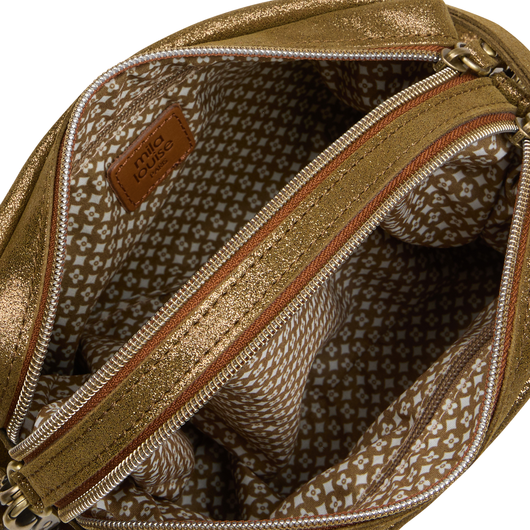 MAMA - Sac bandoulière en croûte de cuir métallisé | Kaki