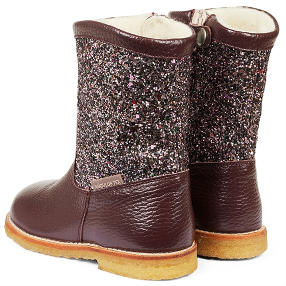 Tex Støvle Med Glitter Og Lynlås Bordeaux/Bordeaux Multi Glitter
