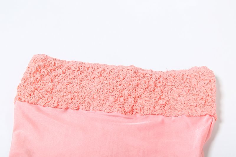 Weaveal - Set: Effen top met gerimpeld paneel + mini-kokerrok met middelhoge taille