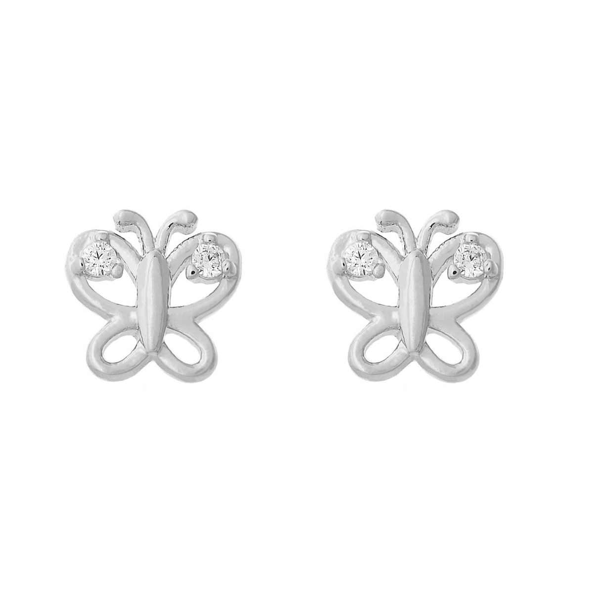 Boucles d'oreilles papillon oxydes de zirconium sur les ailes Argent 925 Rhodié