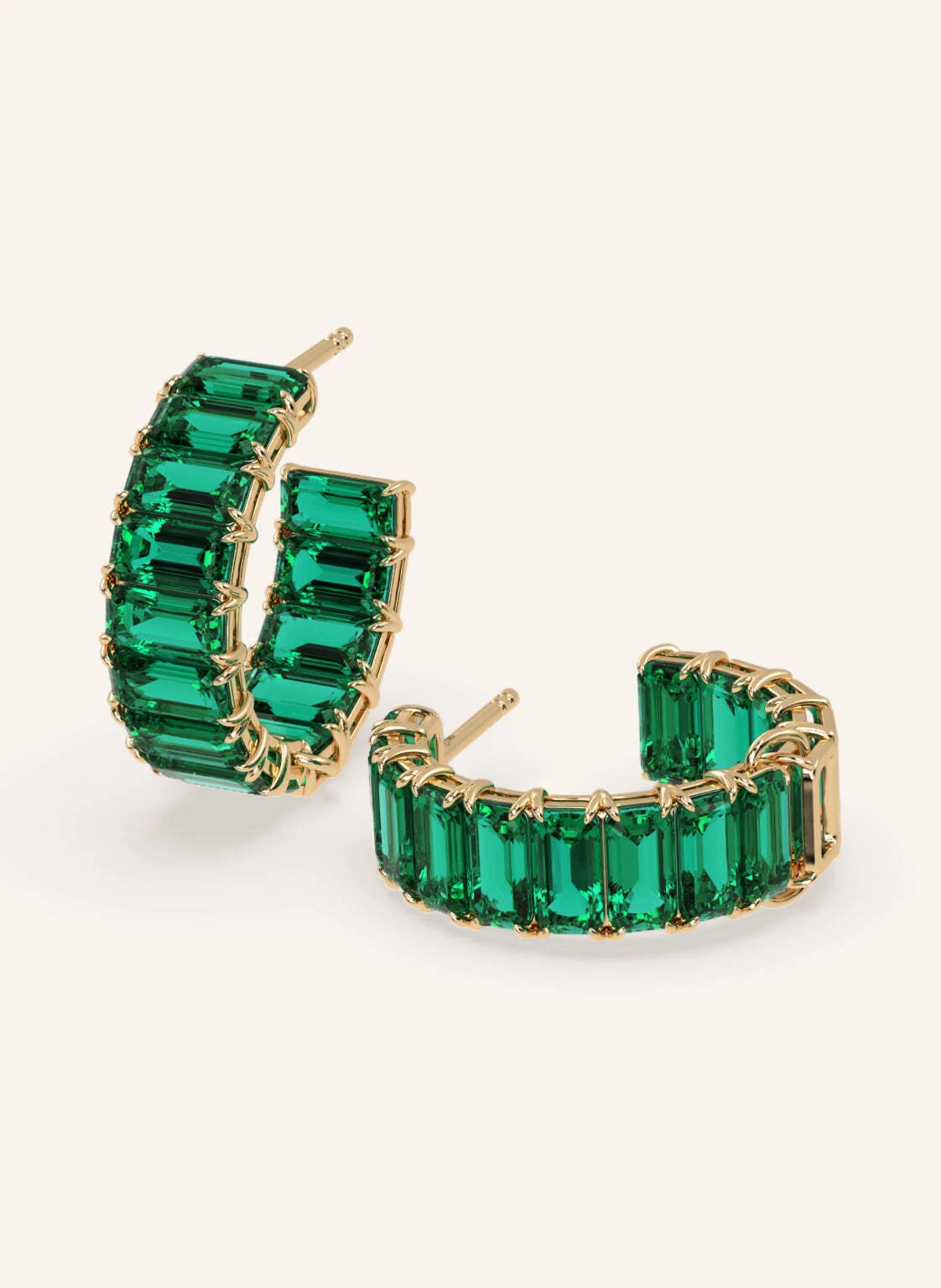 VEYNOU Creolen EDEN ETERNITY BIG aus 14 Karat Gelbgold und 9ct. lab-grown Smaragden