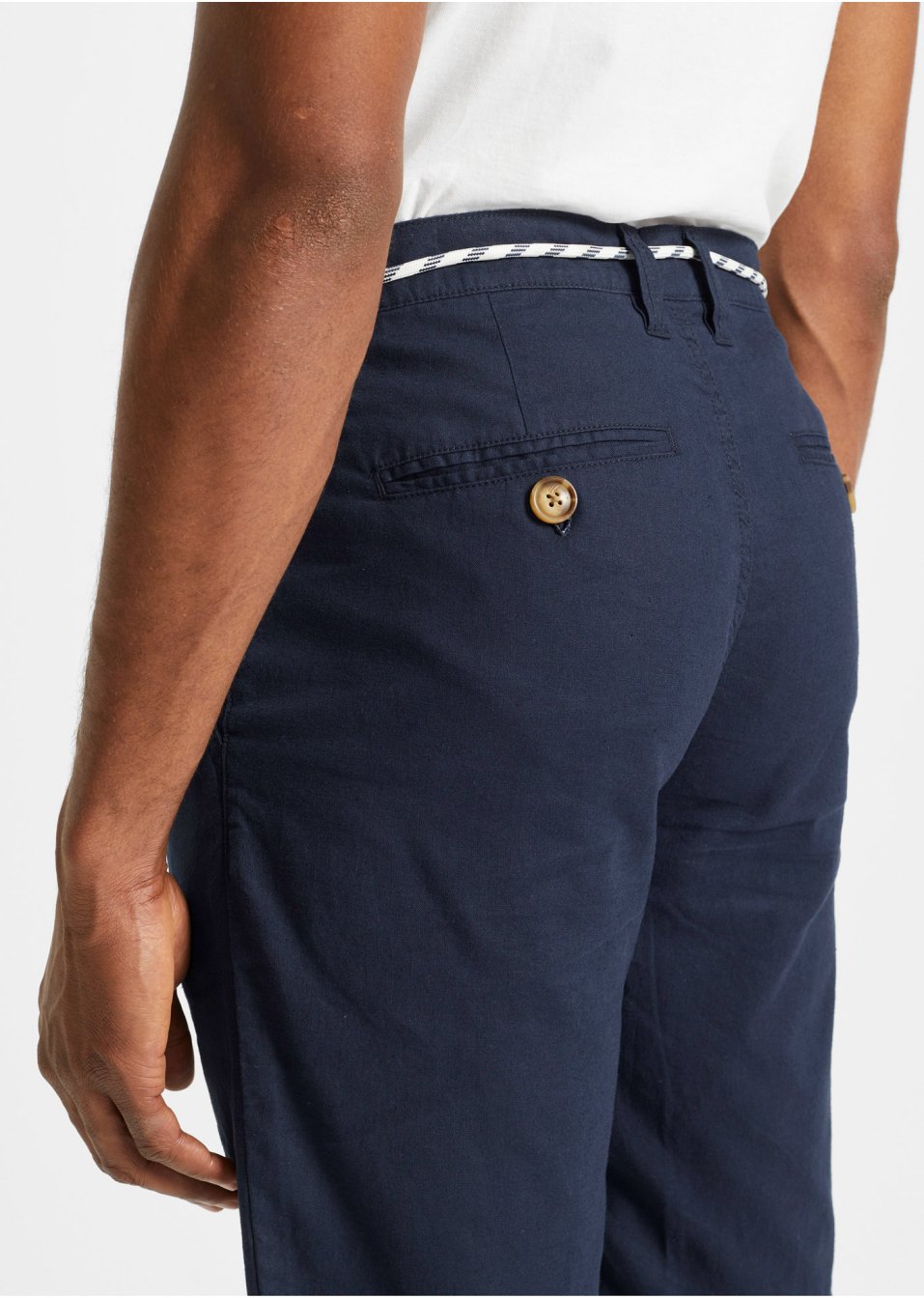 Bermuda chino avec lin majoritaire et cordon, Regular Fit
