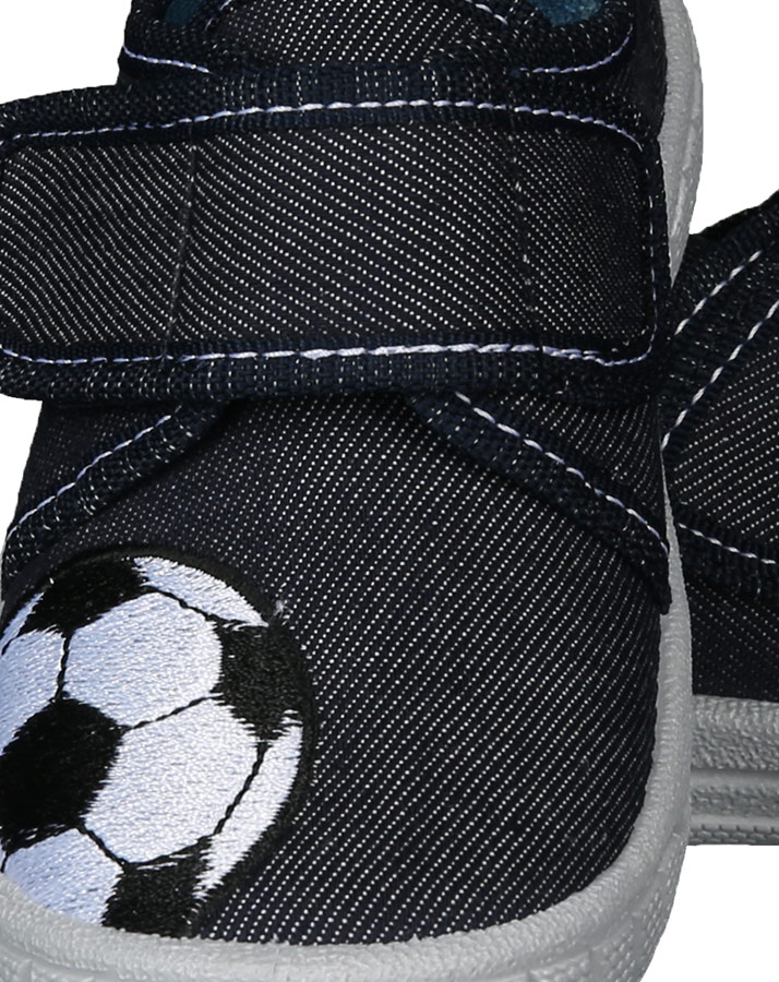 Klett-Hausschuhe FUßBALL FAN in jeansblau