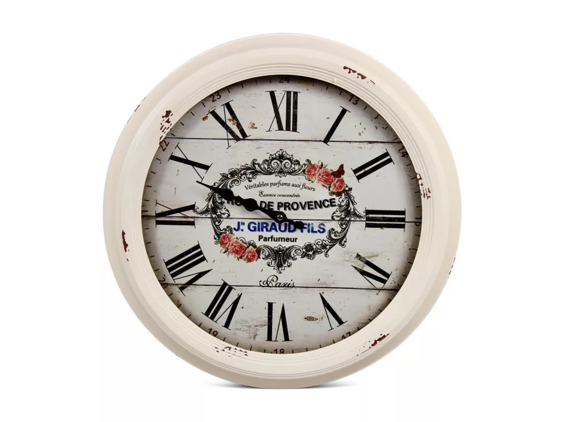Horloge ancienne murale de provence Métal Blanc - Décoration d'Autrefois