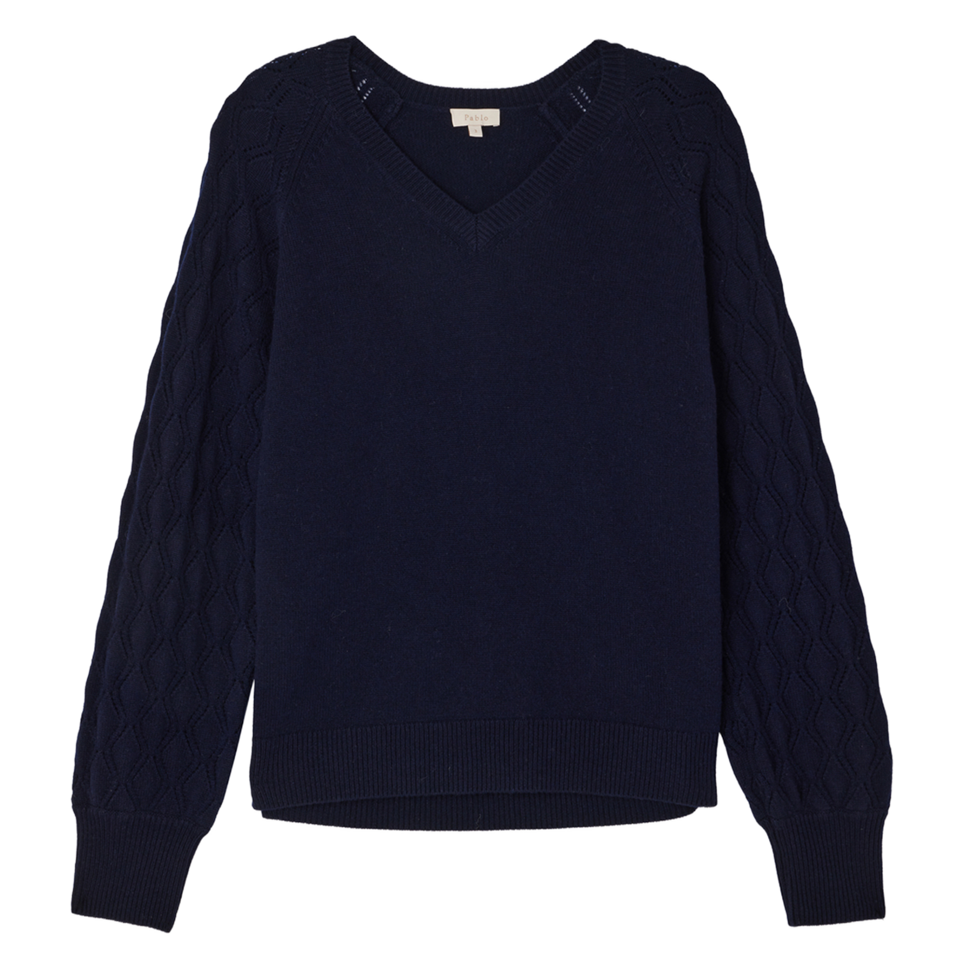 JIOTI - Pull droit col V en laine | Bleu