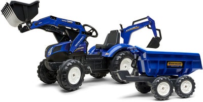 Falk New Holland Pedaltraktor med Tilhenger, Blå