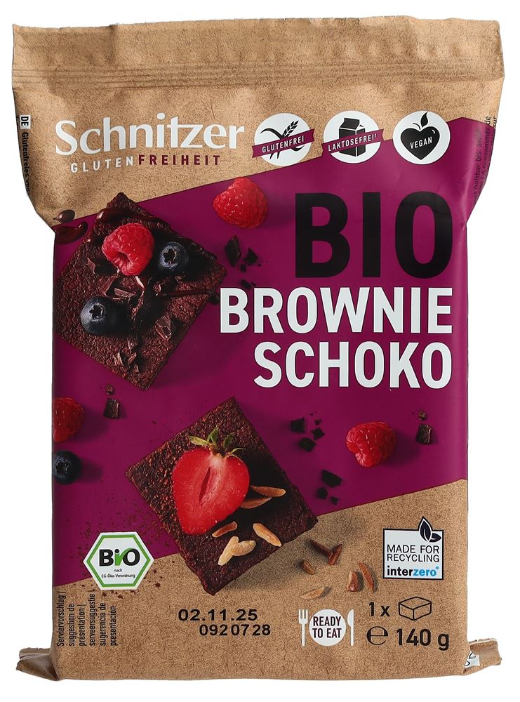 Schnitzer Bio Veganer Schoko Brownie<br>140 g, Beutel