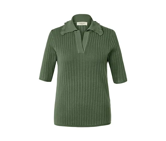 Gerippter Kurzarm-Pullover