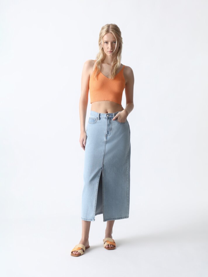 Top cropped de tricô - Laranja