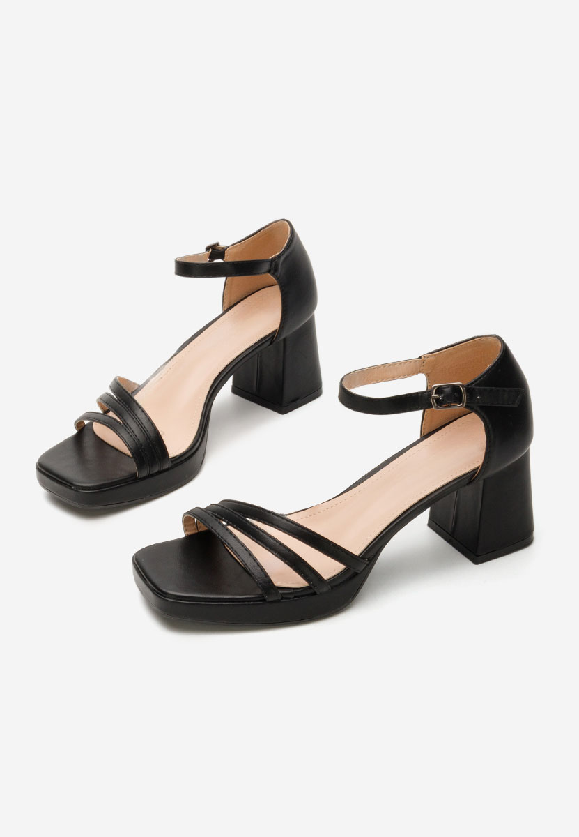 Sandales à talon épais noires Lyliana
