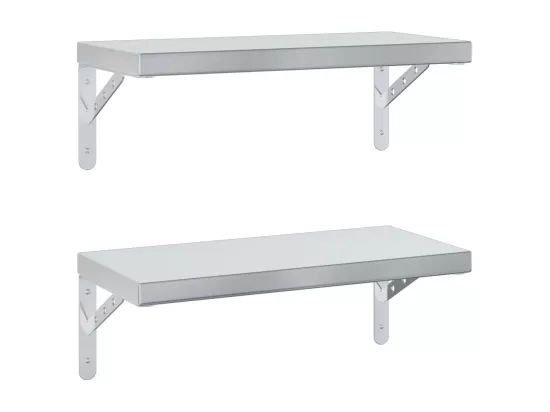 Étagères murales 2 pcs 50x23,5 cm argenté acier inoxydable