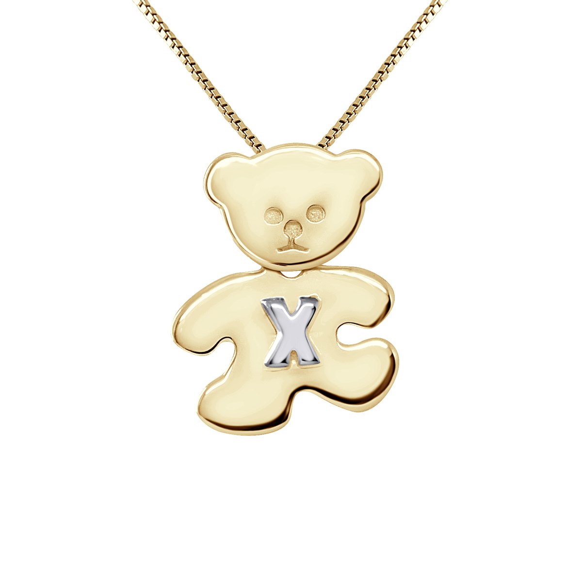 Pendentif OURSON plaqué Or Jaune - Lettre X Argent
