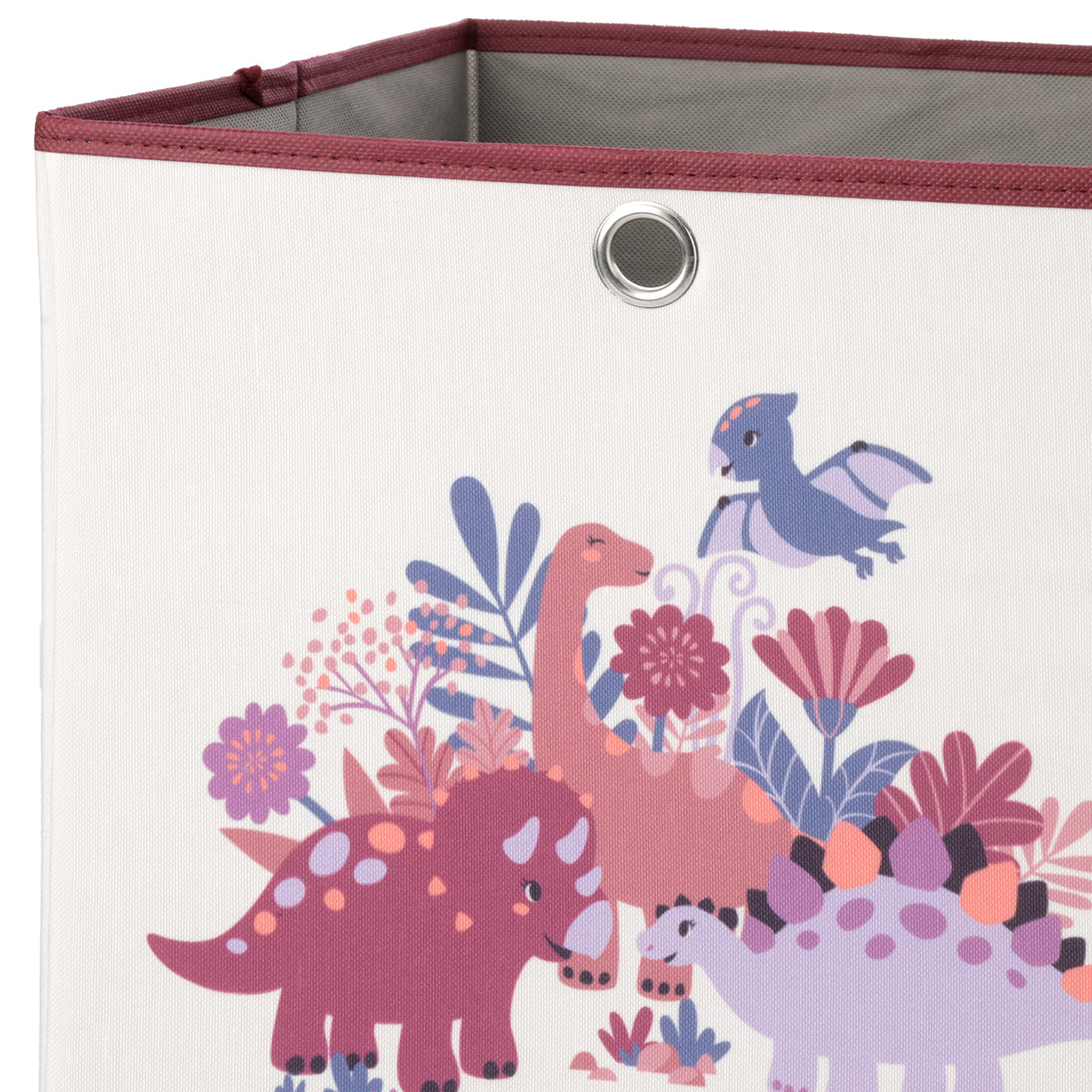 Topolino Große Aufbewahrungsbox mit Dino-Motiv weiss / dunkelrosa / rosa