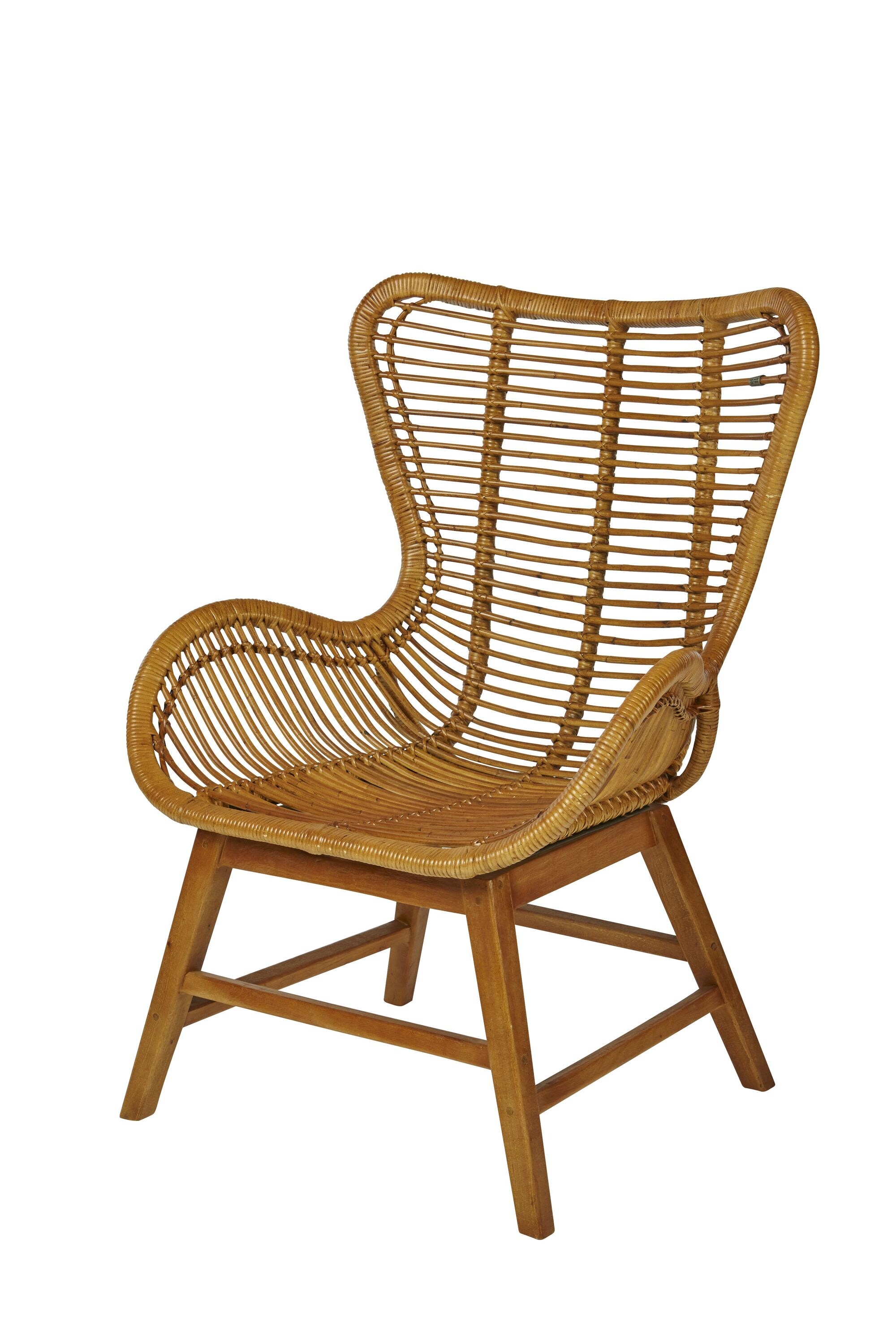 Sessel Rattan natur Relaxchair Relaxsessel Wohnzimmerstuhl Teakholz Stuhl