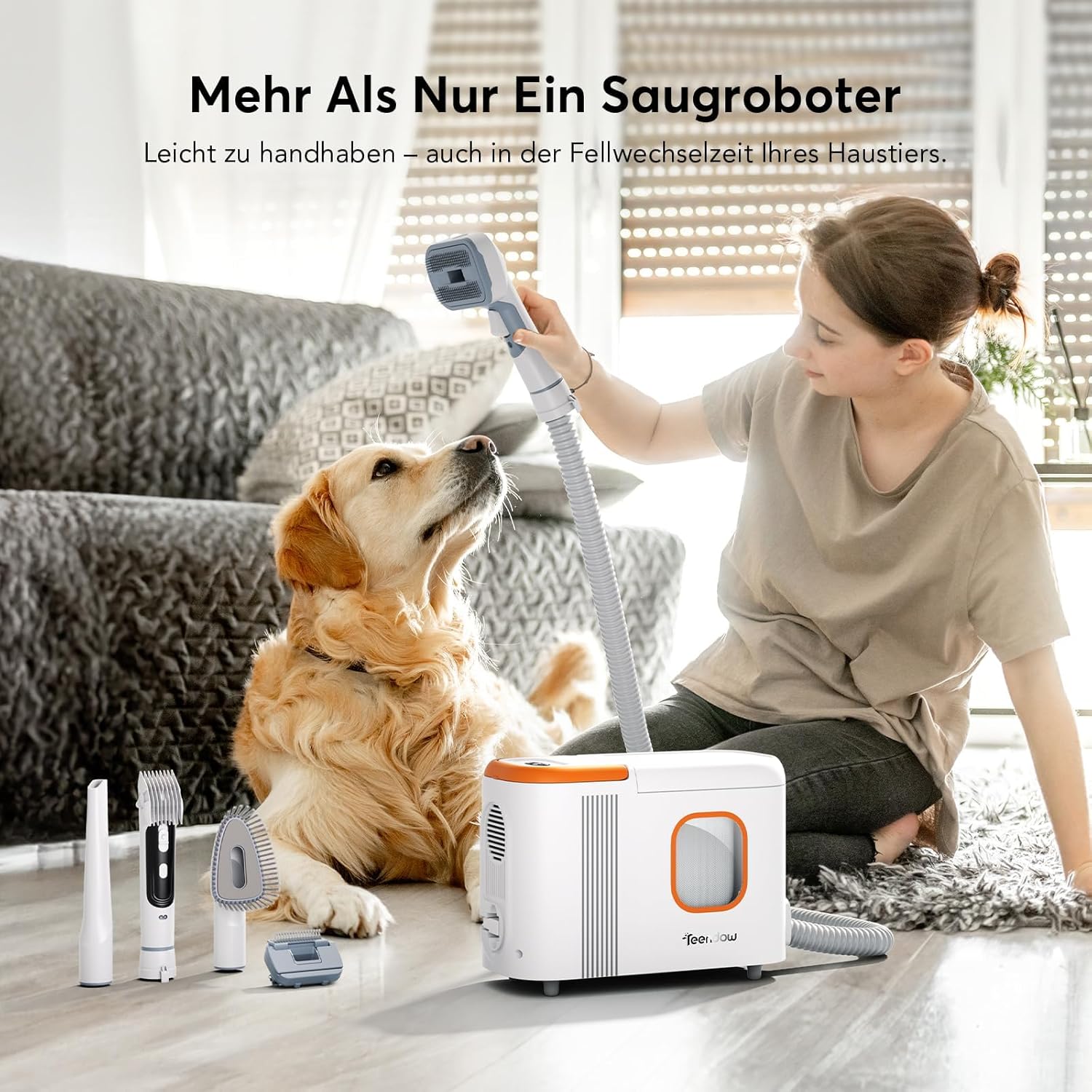 Teendow D20S Max+ Saugroboter mit Wischfunktion, 8000Pa Starke Saugleistung, Saugroboter mit Absaugstation und Tierpflege-Zubehör, LiDAR-Navigation, App und Sprachsteuerung, Ideal für Tierhaare