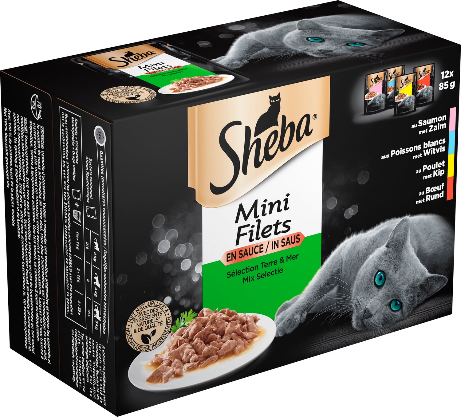 Sheba kattenvoer in saus Mini Filets mix 85 g 12 stuks