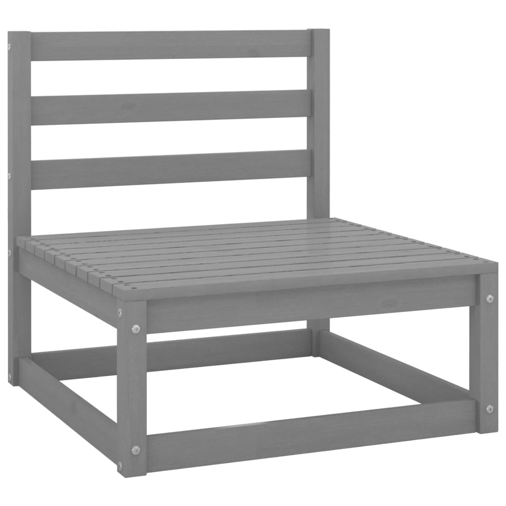Salon de jardin meuble d'extérieur ensemble de mobilier 6 pièces gris bois de pin massif