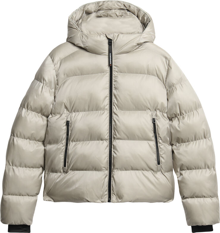 Superdry HOODED LUXE SPORTS PUFFER Oyster cream sheen