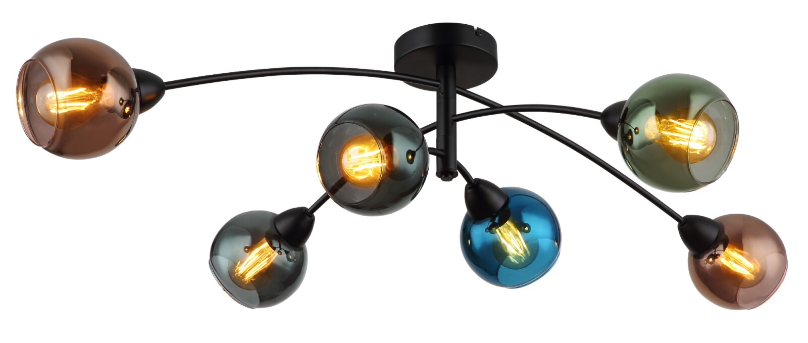 Deckenstrahler - multicolor - schwarz matt - 6-flammig