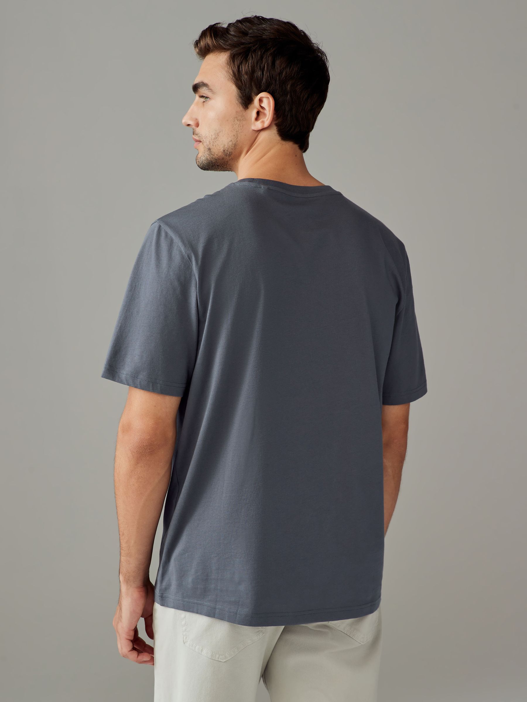 Leisteengrijs - Normale Pasvorm - Essentieel katoenen T-shirt met ronde hals