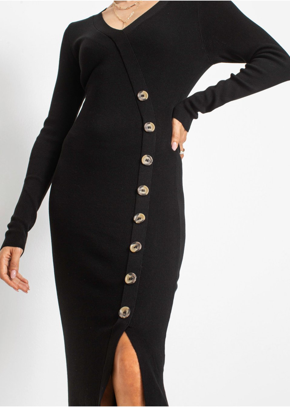 Robe en maille à boutons
