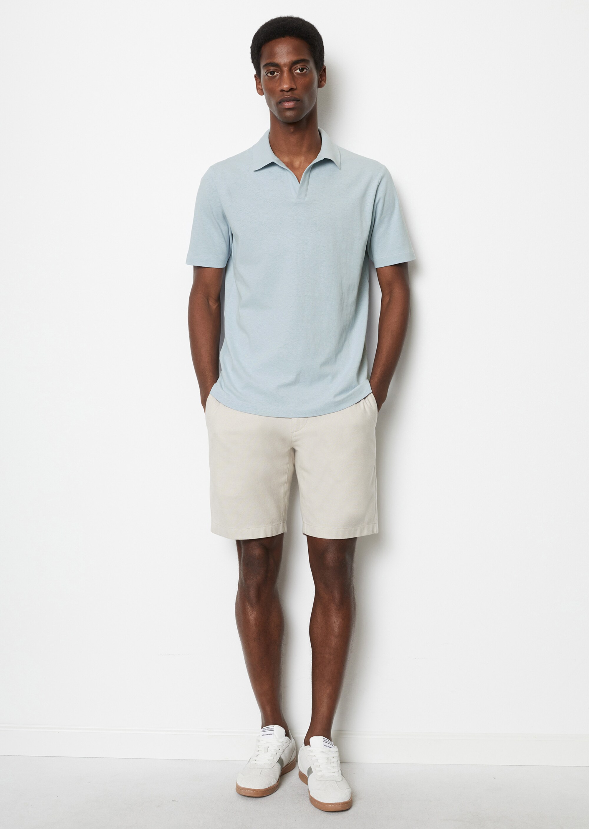 Poloshirt Jersey regular aus Bio-Baumwolle und Leinen
