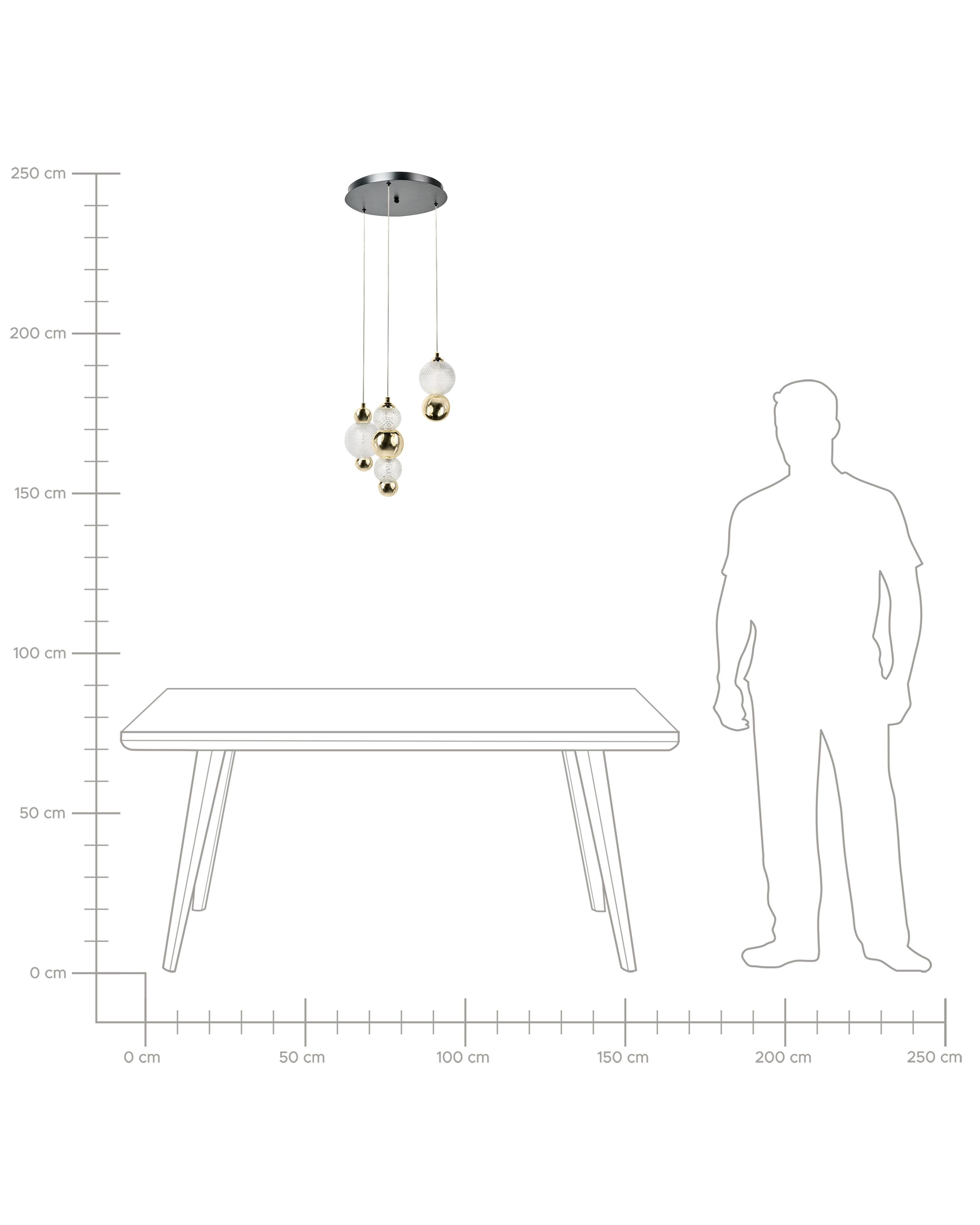 3-lichts hanglamp SORA LED Glas Goud