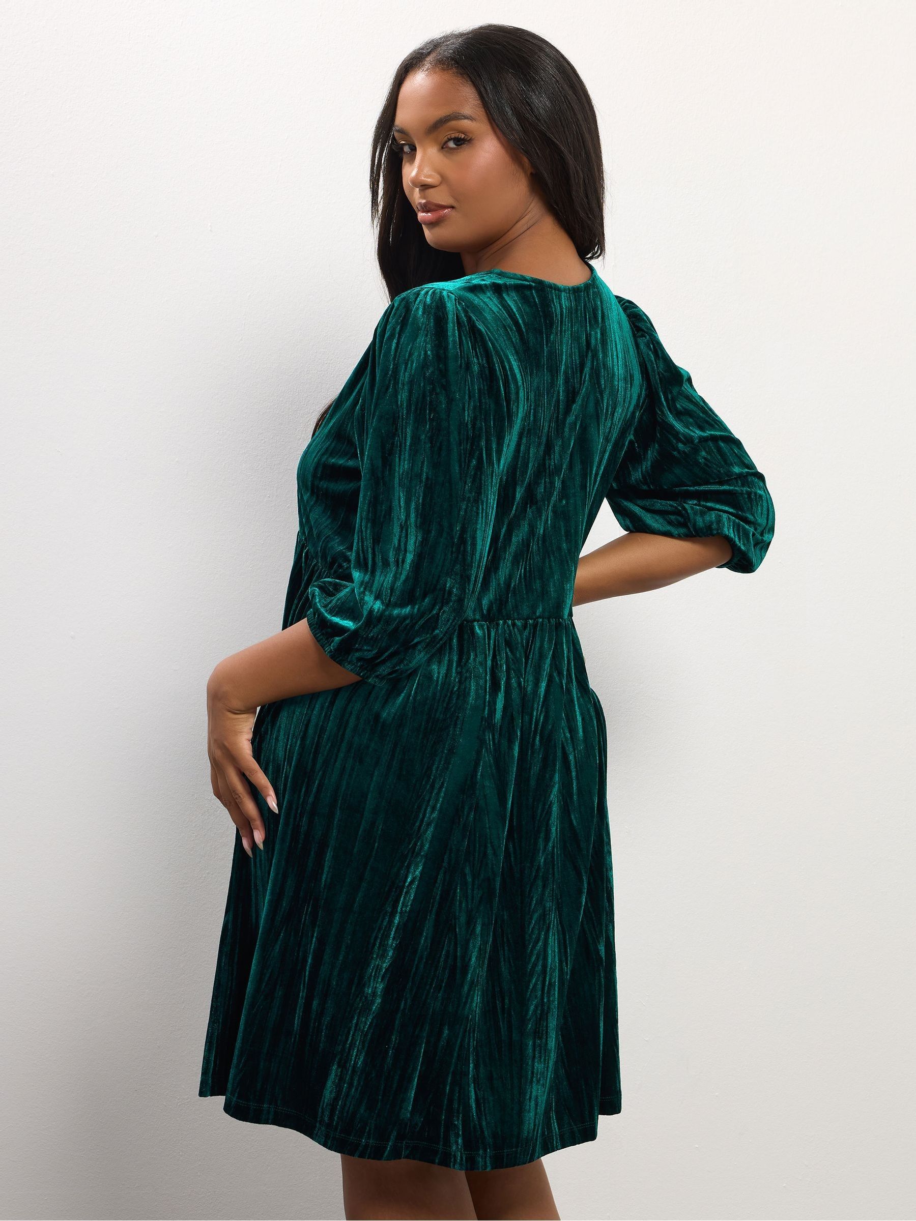 Groen - Yours Curve Crushed Velour Party Dress