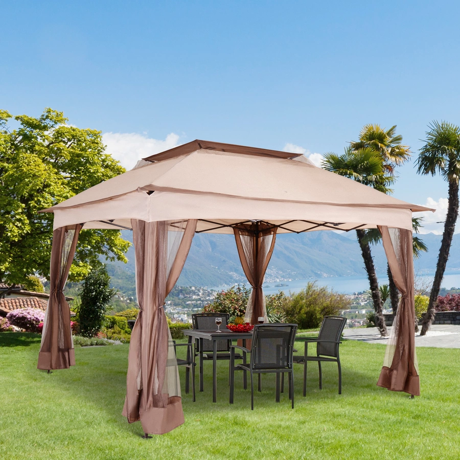 Outsunny Faltpavillon mit Seitenwänden khaki