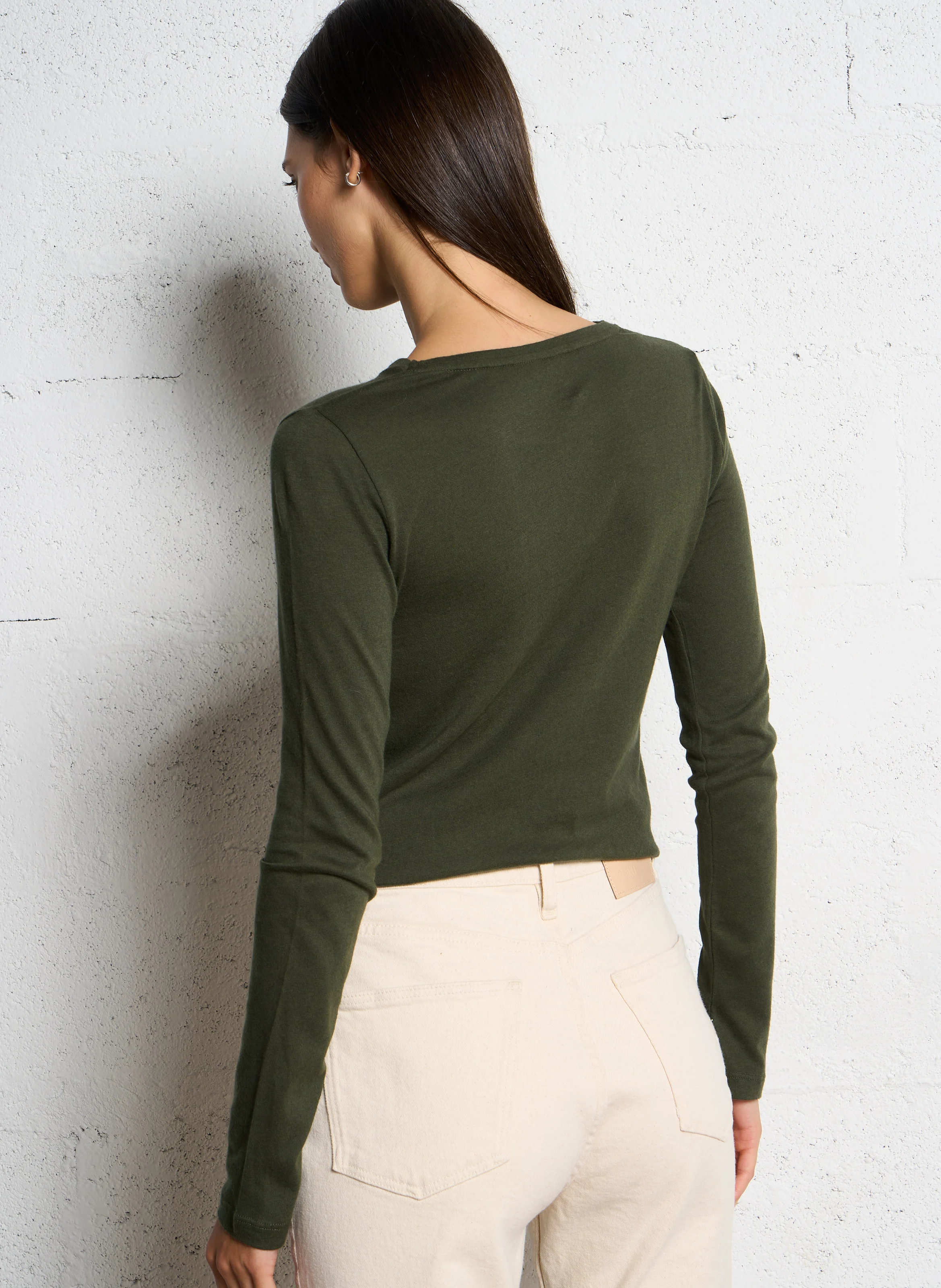 Tee-shirt col rond en coton et cachemire mélangé | Vert