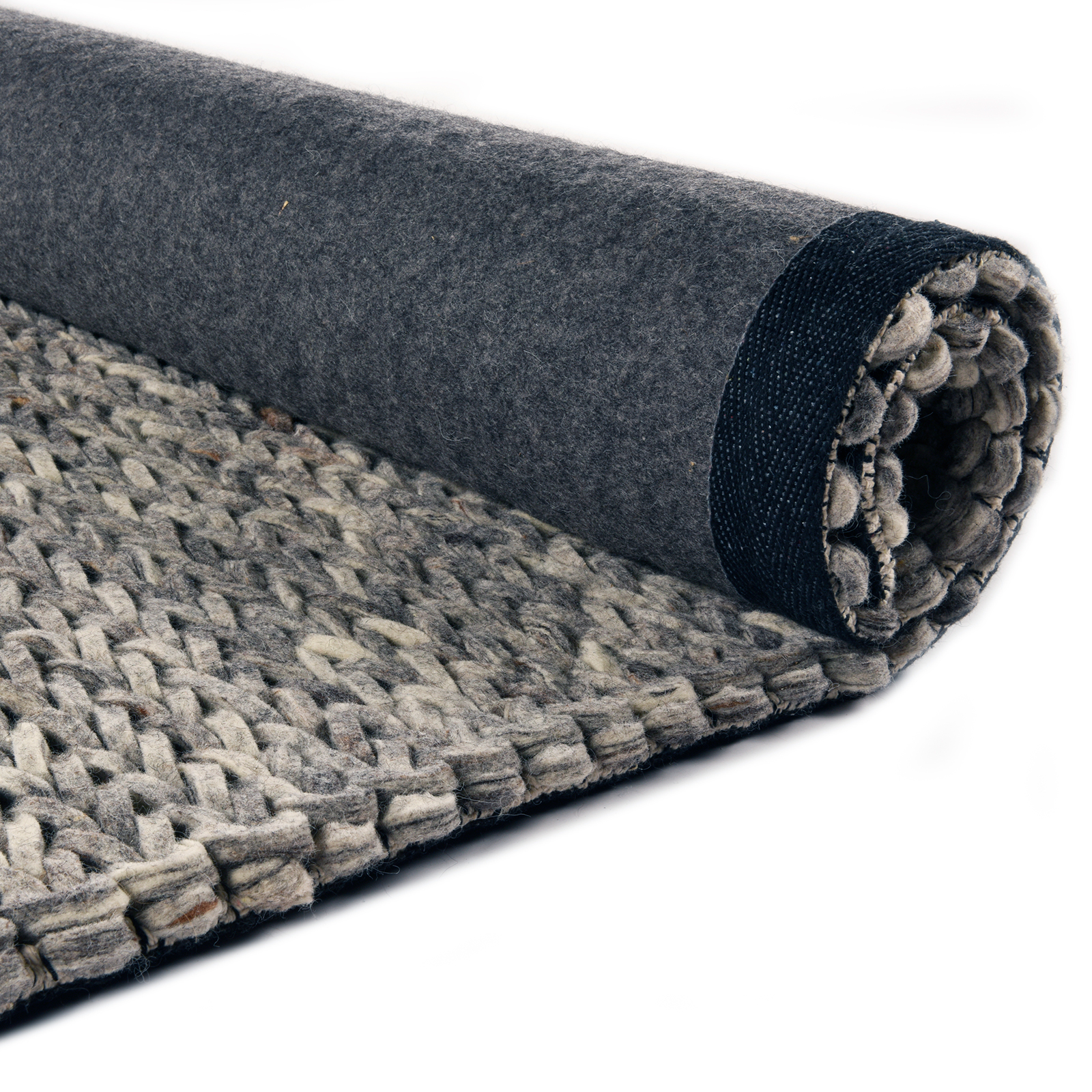 Teppich ARLBERG - natur grau - handgewebt - 70x140 cm