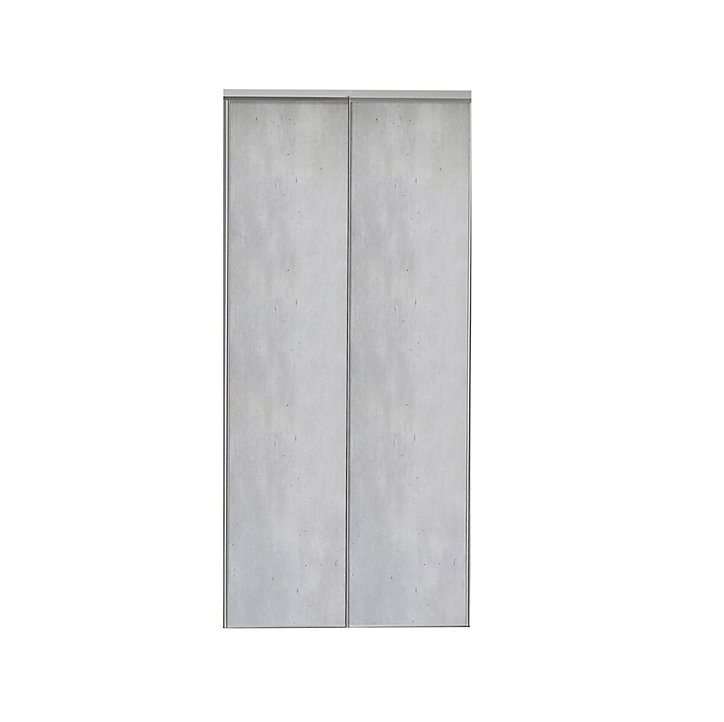 Lot de 2 portes de placard coulissantes décor béton gris clair 120 x 250 cm
