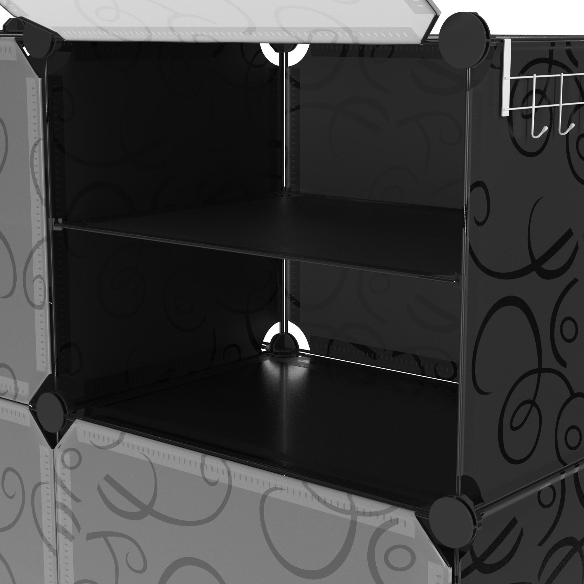Schuhschrank Steckregal schwarz 6 Boxen
