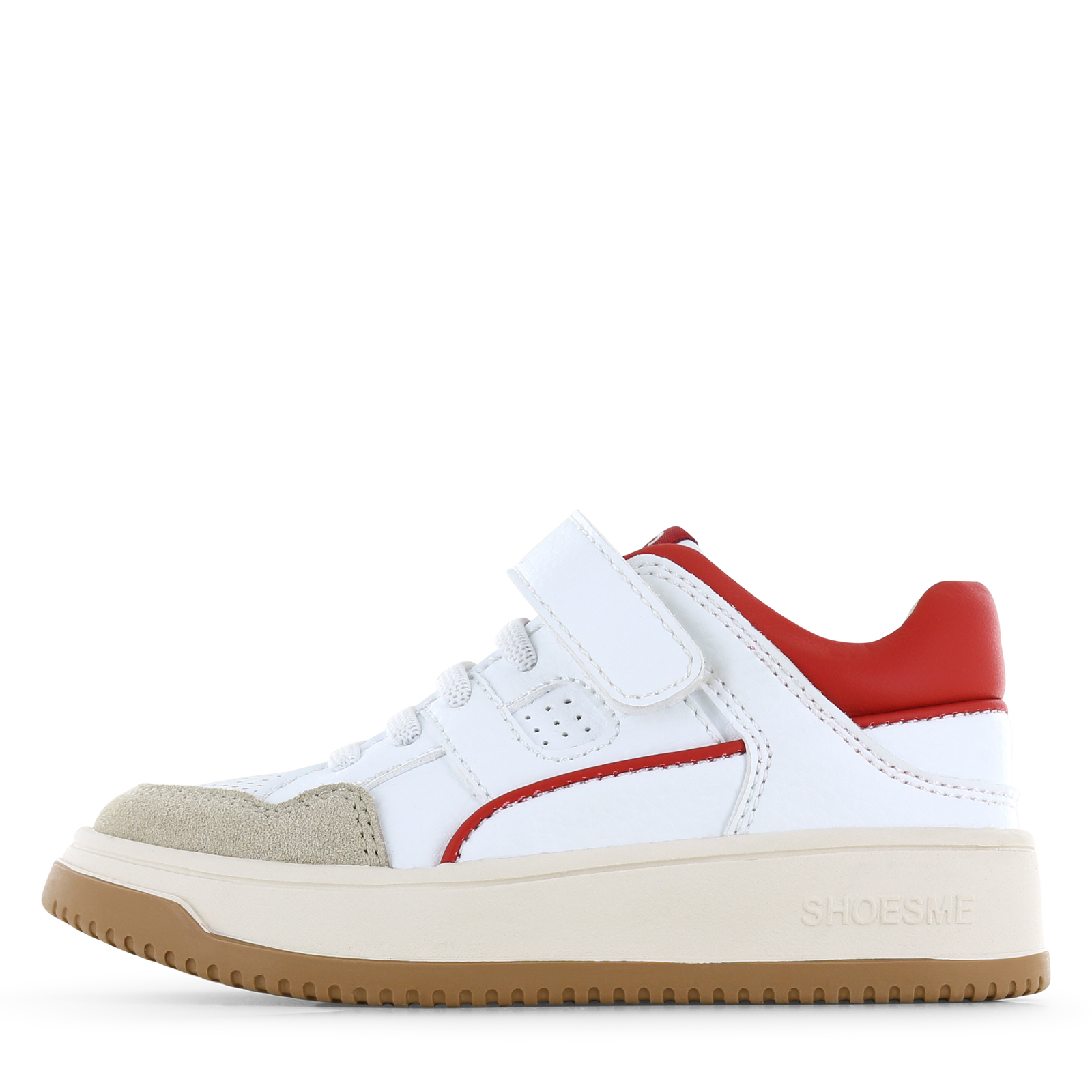 Shoesme witte sneaker met rode details Microfiber leer, Suède | Jongens sch