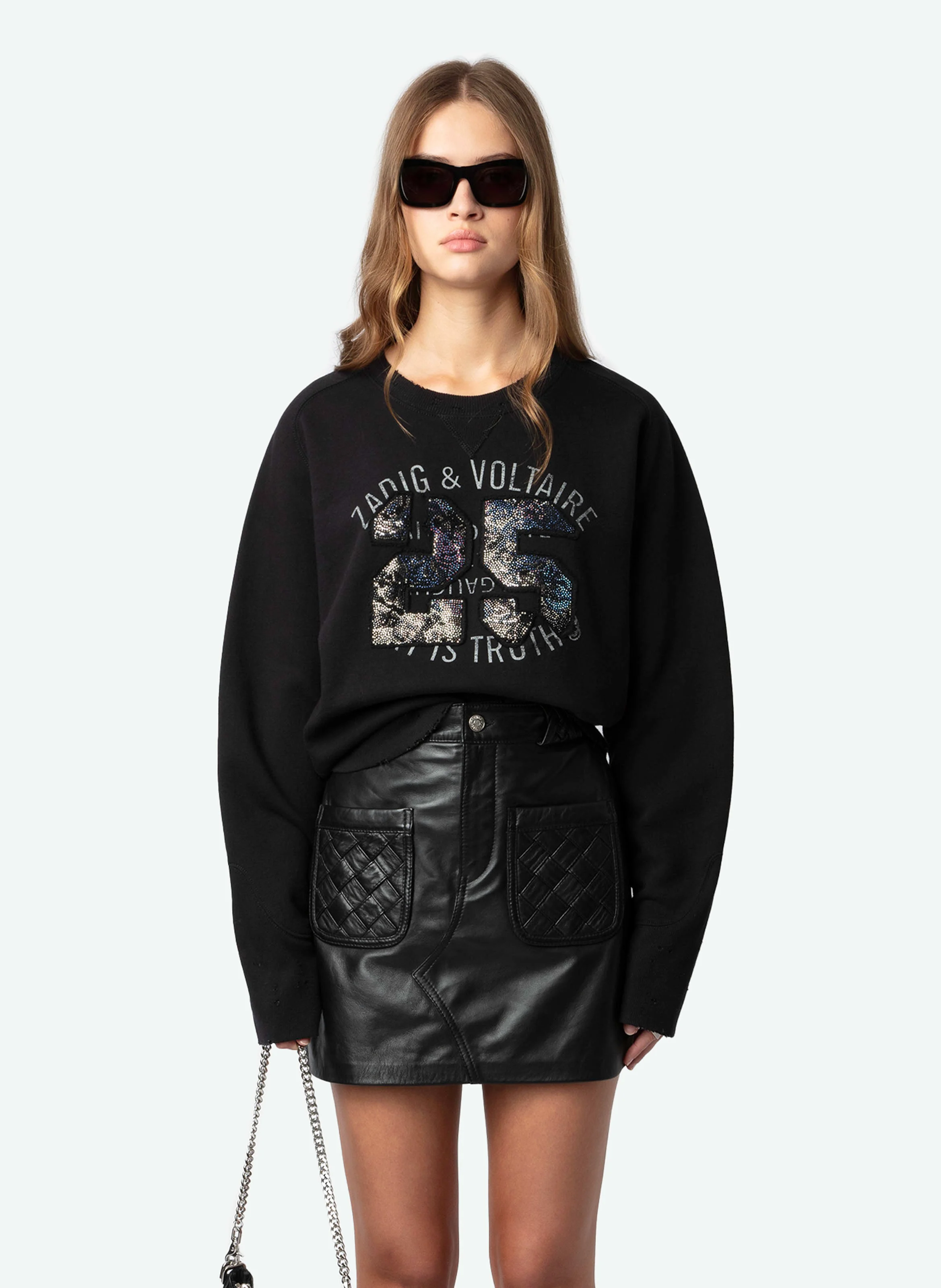 ARVENE - Sweat col rond imprimé en coton bio | Gris