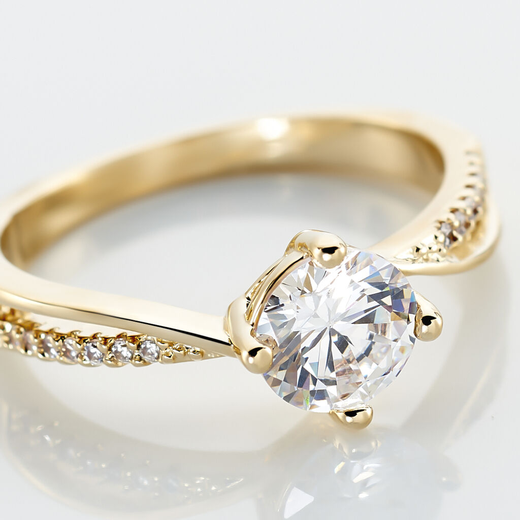 Bague Solitaire Sarah-lee Plaqué Or Jaune Oxyde De Zirconium