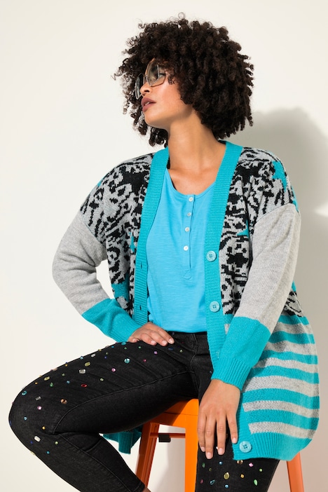 Strickjacke, Mustermix, Langarm