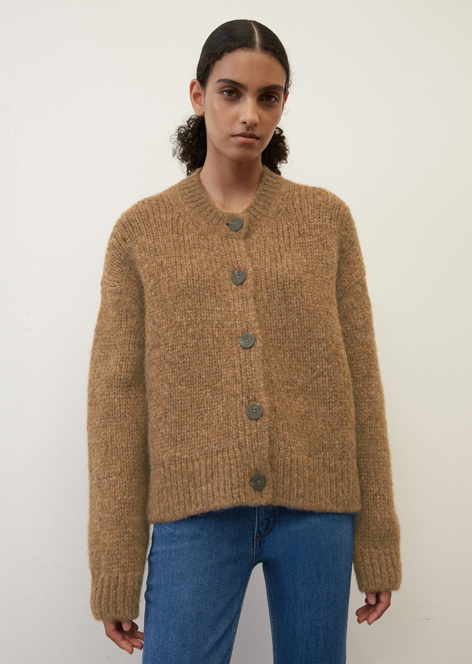 Softer Rundhals-Cardigan cropped aus kuscheligem Garn-Mix