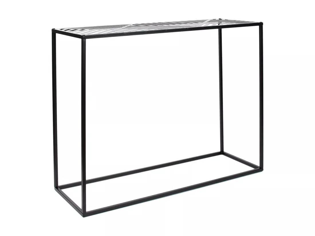 VANIA - Console en Métal Noir Plateau Motifs Géométriques
