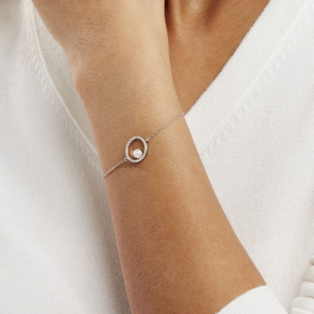 Bracelet Marthe Argent Blanc Perle De Culture Et Oxyde De Zirconium