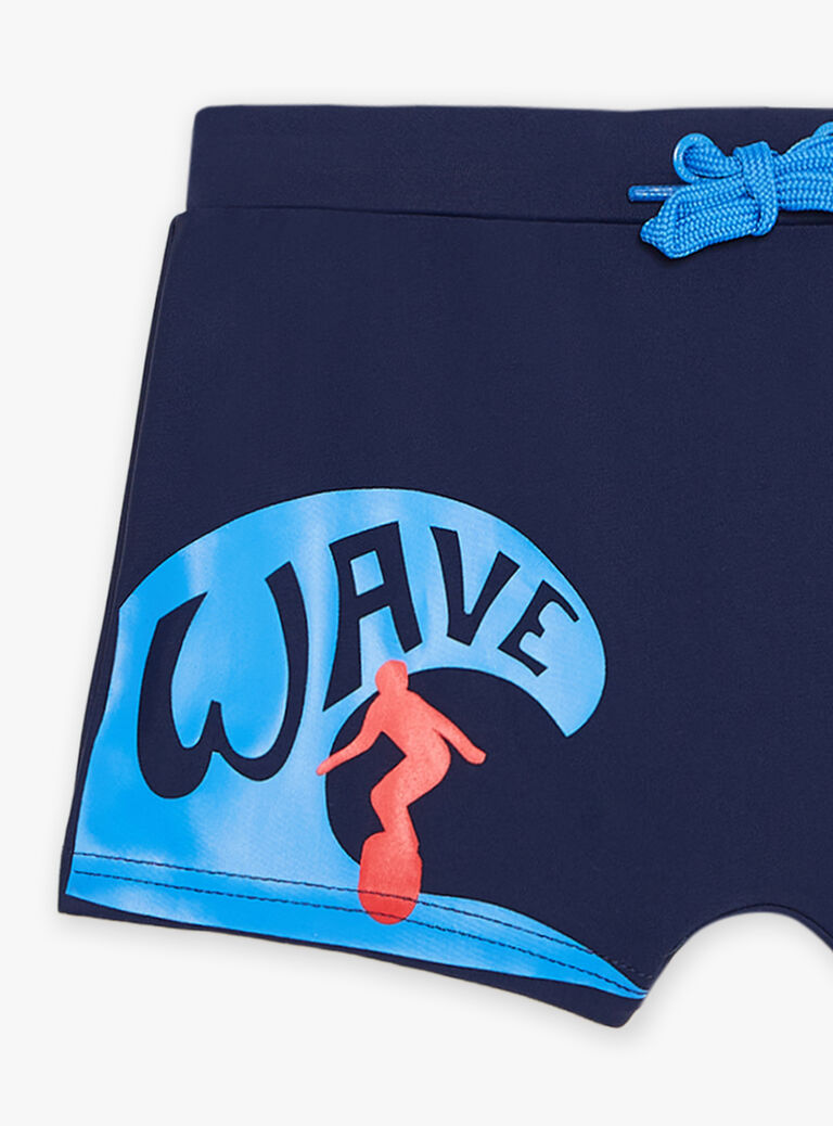 Boxer de bain bleu marine à motif surfeur