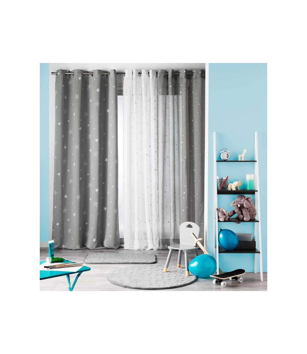 Rideau Voilage Phosphorescent Fluo 140x240cm Blanc